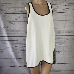Ann Yee Asymmetrical Colorblock Tank Top - Large - Mesh & Marled Knit Activewear